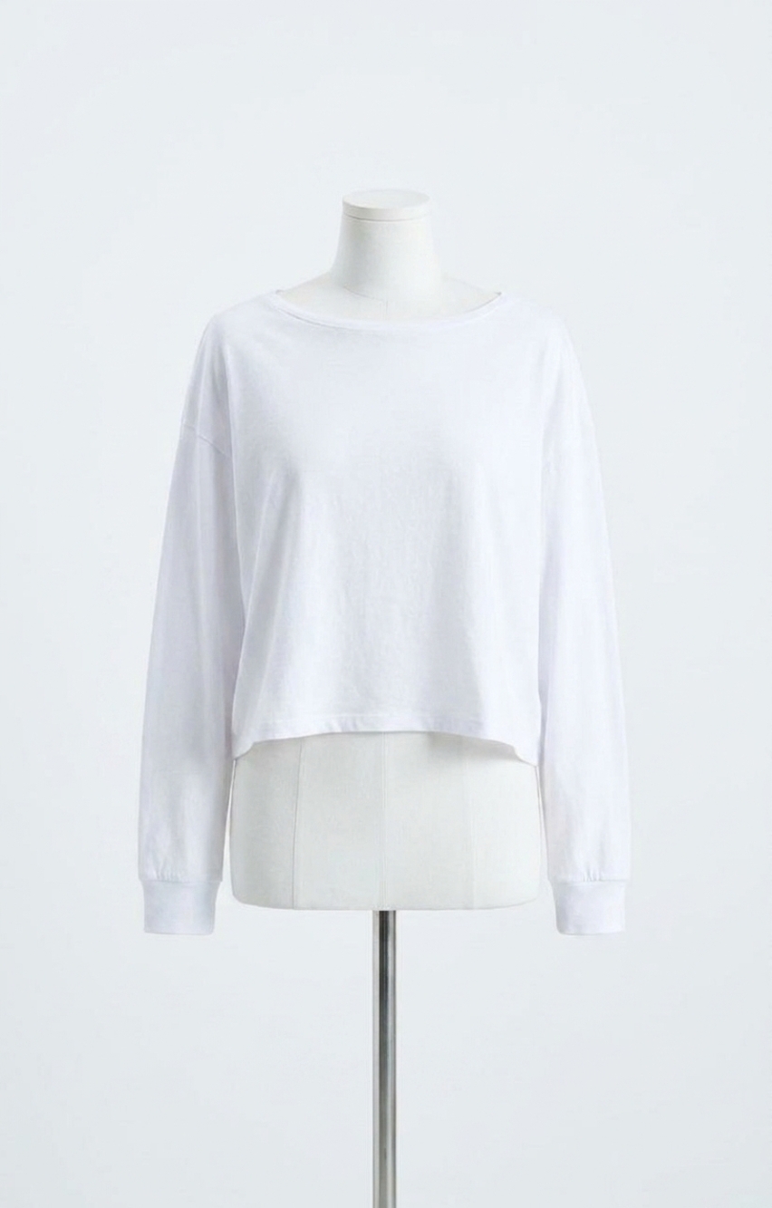 NEW AMERICAN VINTAGE women's apoly long sleeve t-shirt in blanc